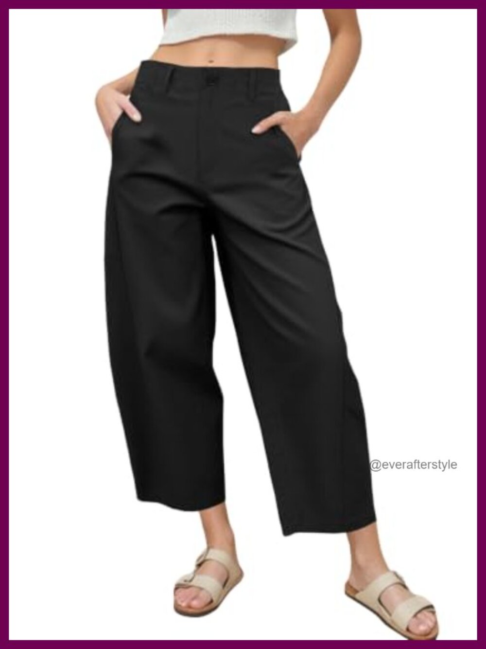 Barrel Leg Pants High Waisted Wide Leg Harem Trousers with Pockets